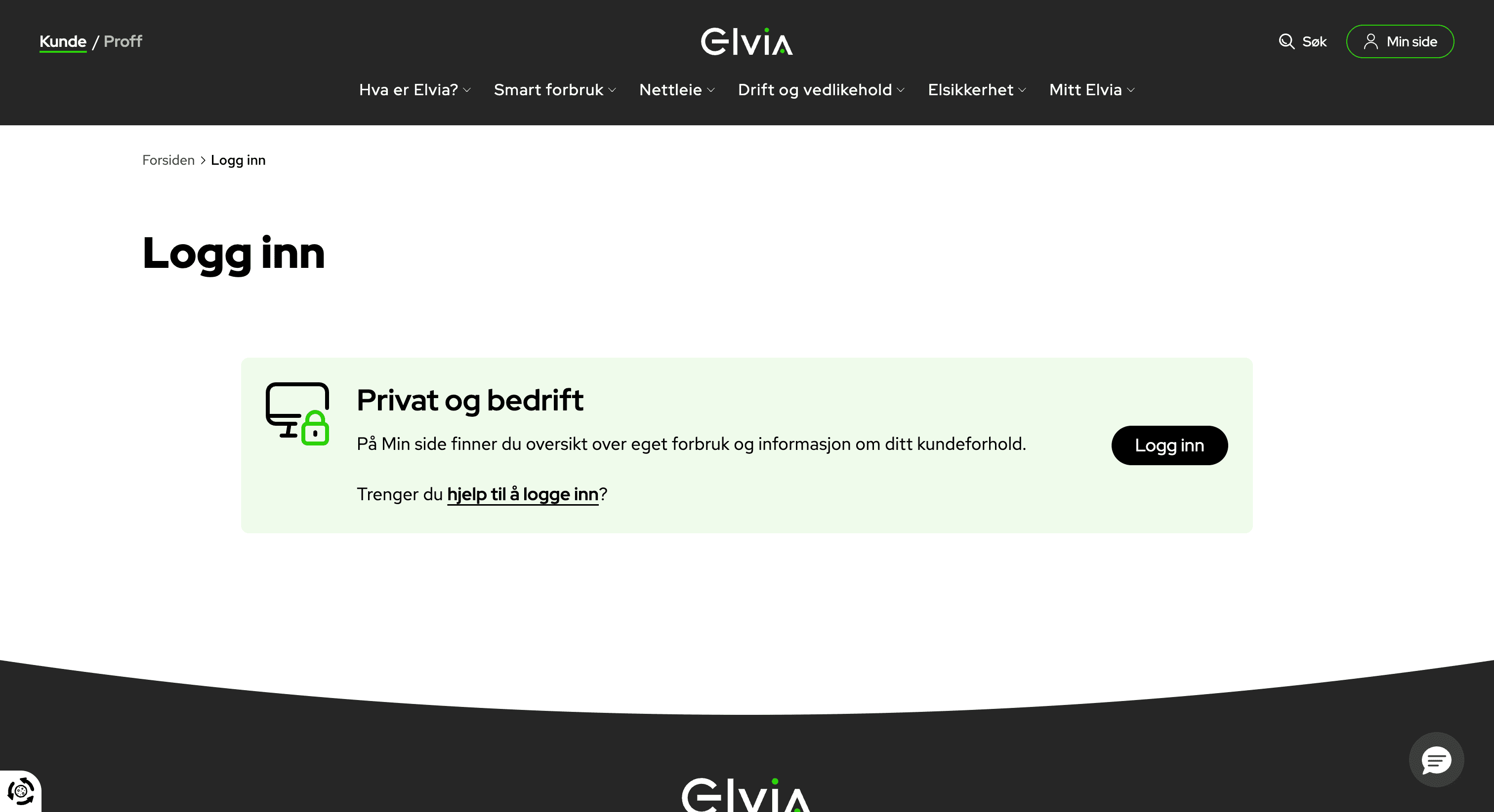 Steg 1: Gå til "Min side" på Elvia.no