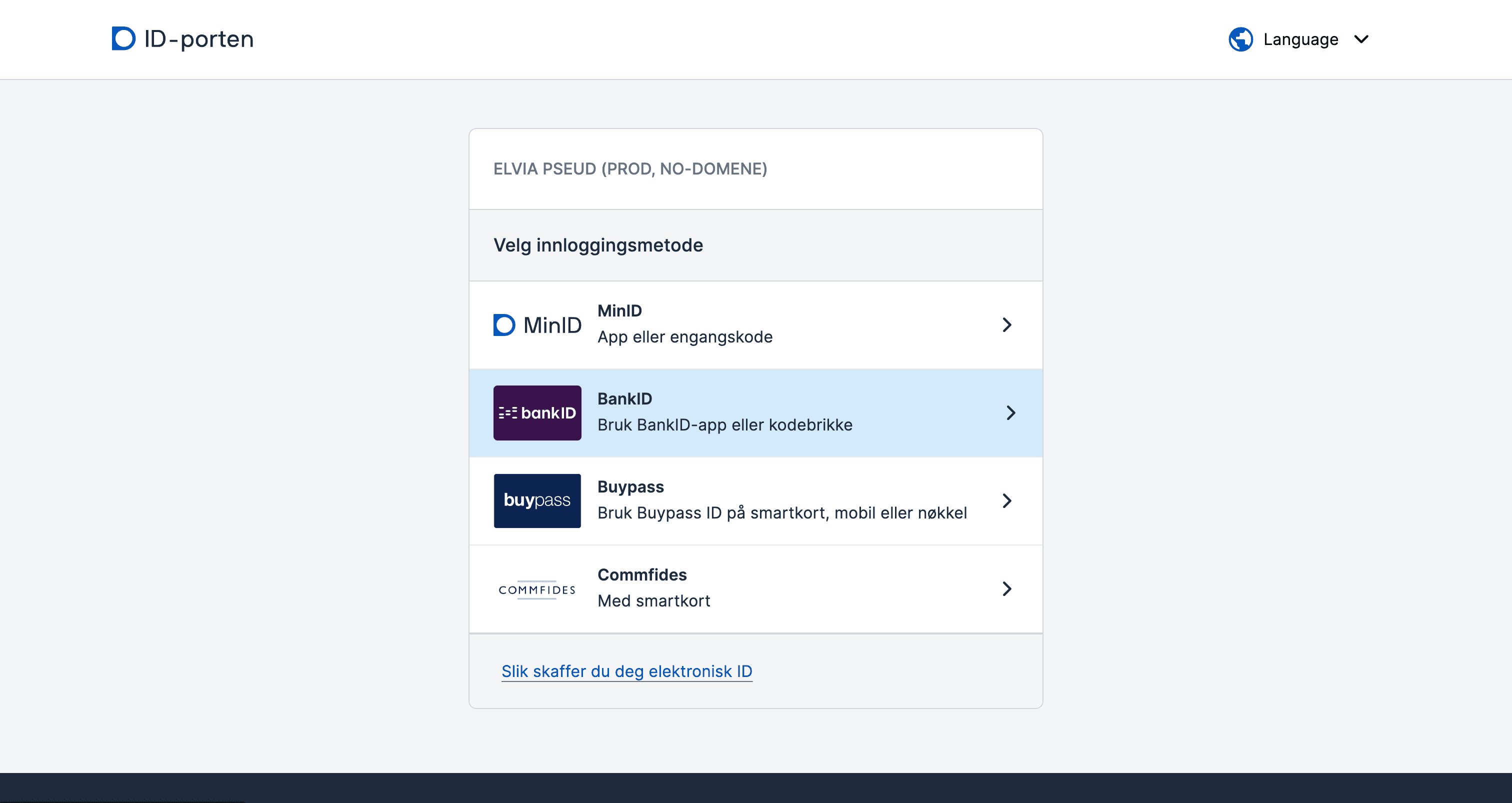 Steg 3: Velg innloggingsmetode for ID-porten